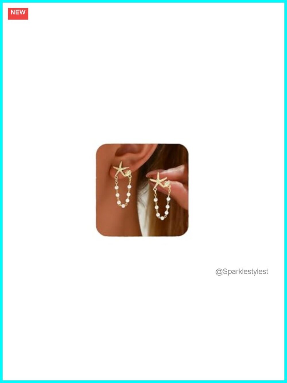 Starfish Seashell Pearl Drop Dangle Earrings Copper Beach Ocean Summer Jewelry